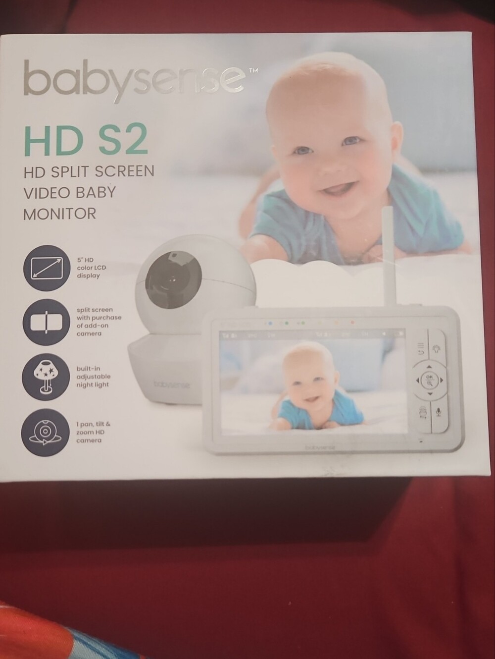 HD S2 White Video Baby Monitor - 5" Color LCD, Split-Screen